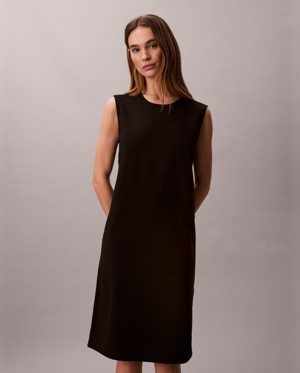 Vestido de crepe elástico Preto-2