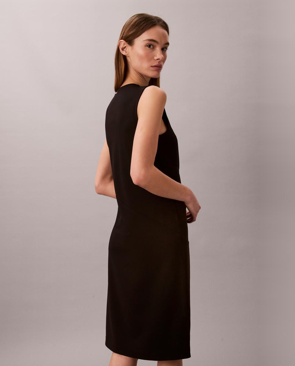 Vestido de crepe elástico Preto-6