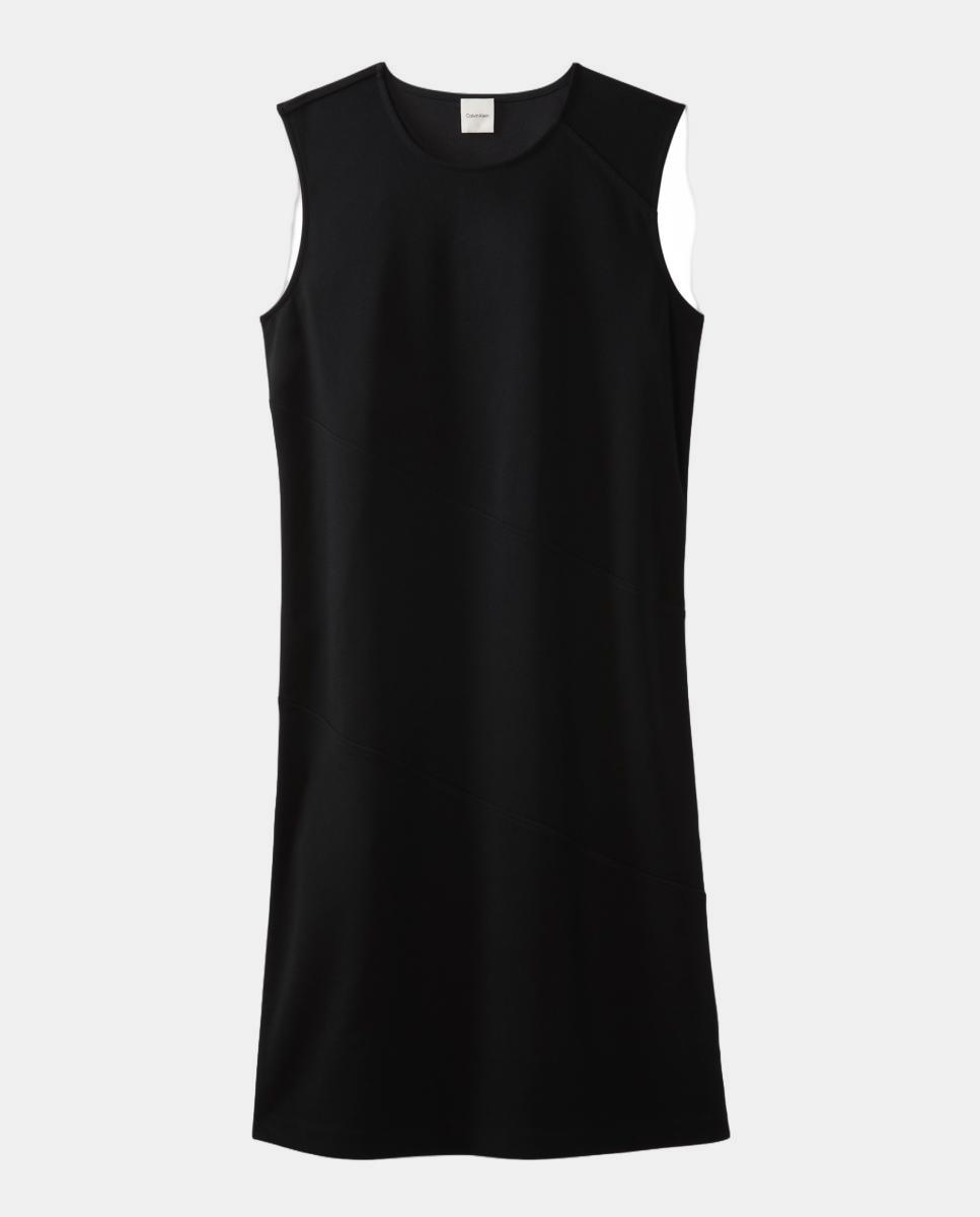 Vestido de crepe elástico Preto-7