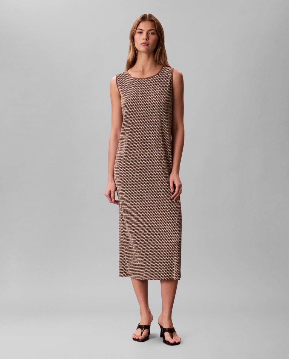 Imagem 0 de Vestido Estampado Midi Plissado