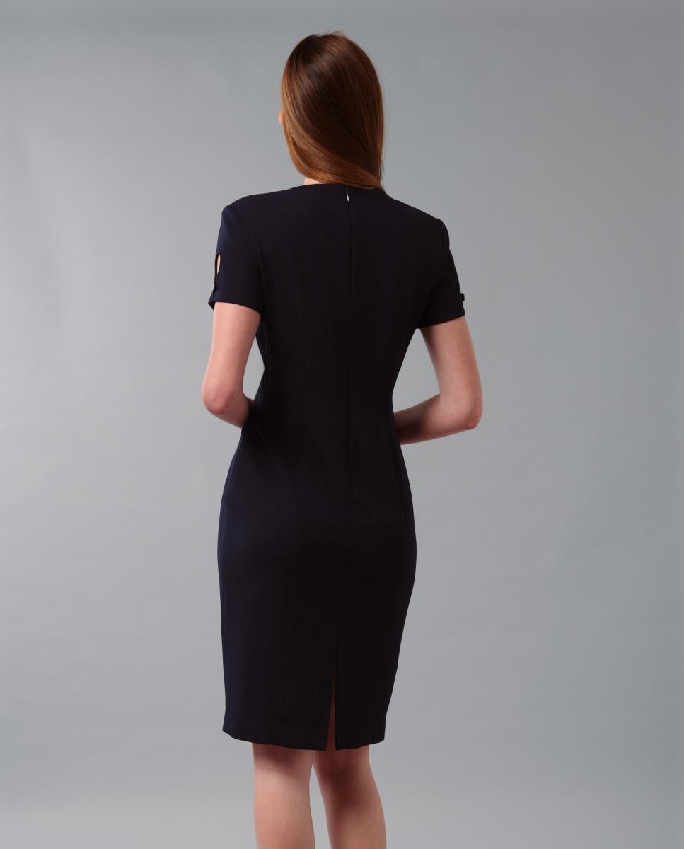 Vestido Justo com Manga Curta Azul-índigo-6
