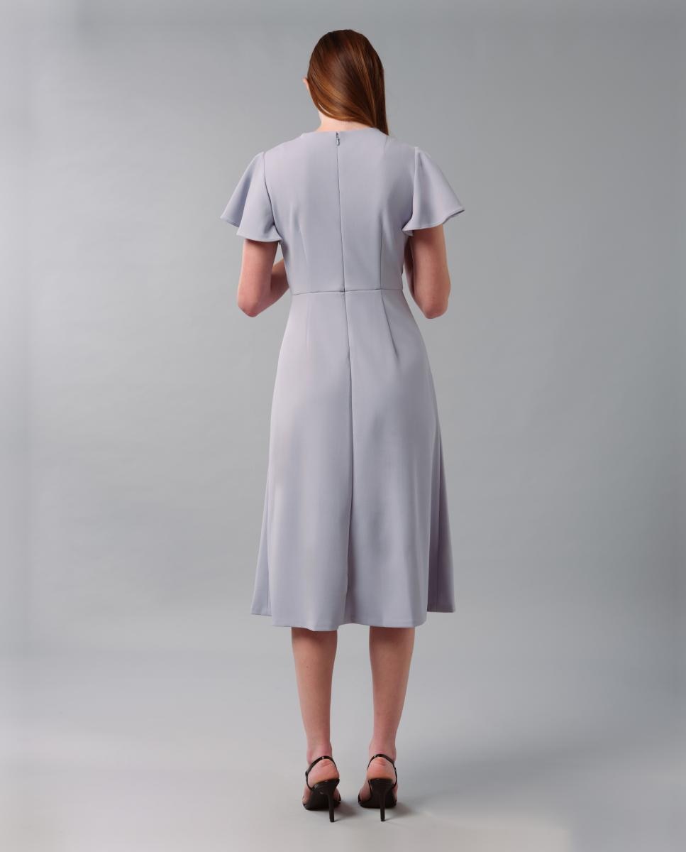 Vestido Fluido com Folho Cinzento-4