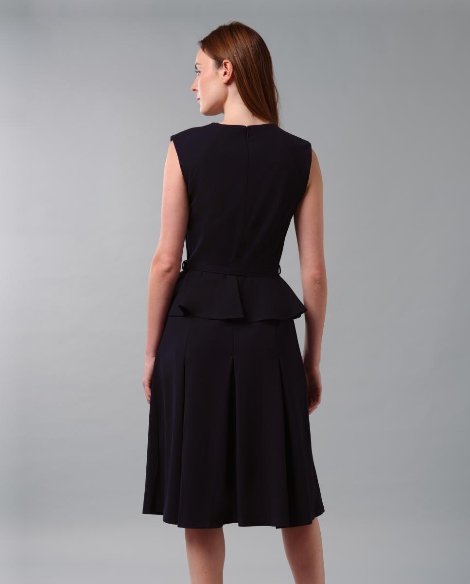 Vestido sem Mangas e com Cinto Azul-índigo-6