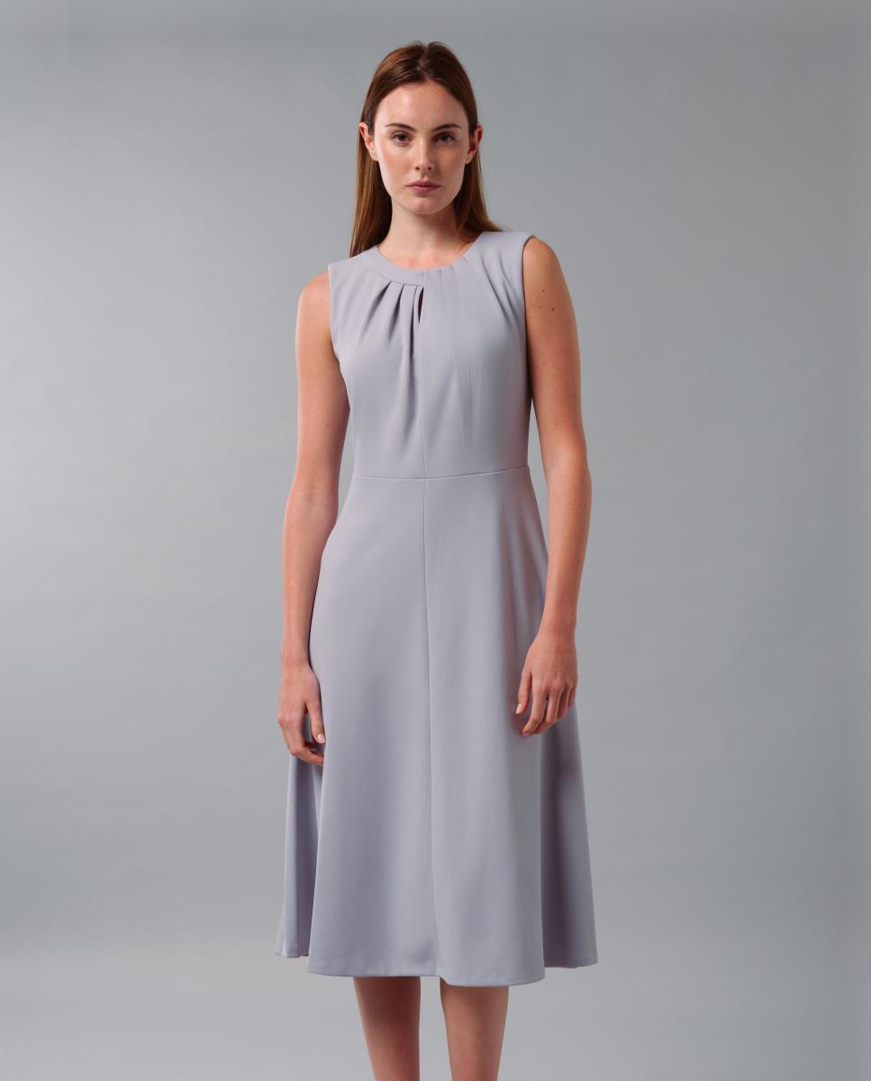 Vestido Evasê sem Mangas Cinzento-2