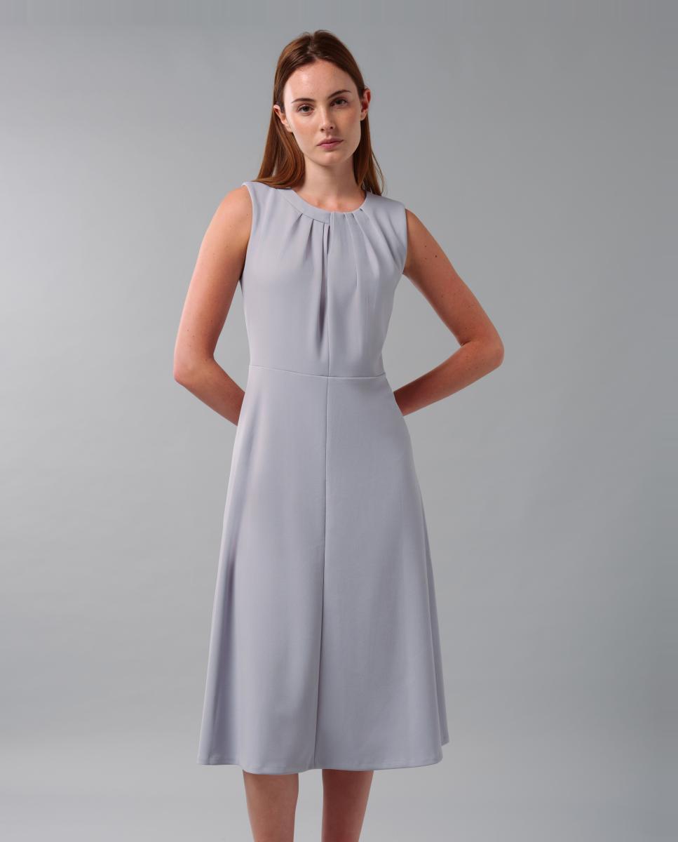 Vestido Evasê sem Mangas Cinzento-3