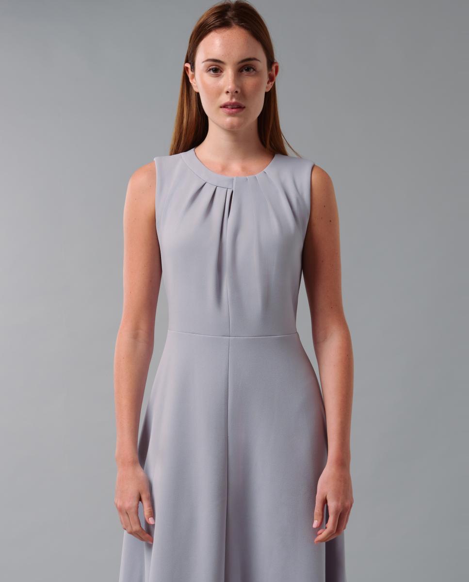 Vestido Evasê sem Mangas Cinzento-4