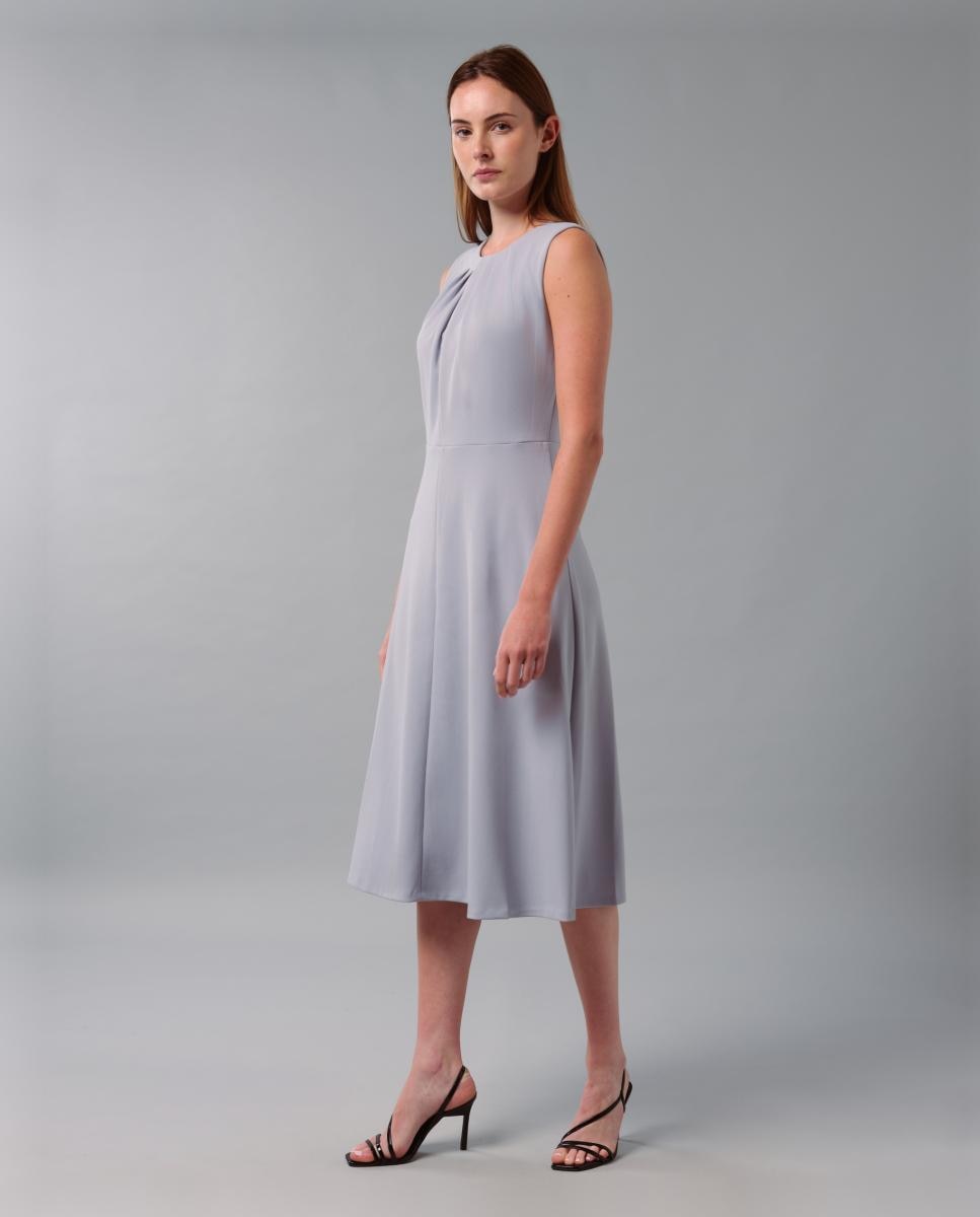 Vestido Evasê sem Mangas Cinzento-5