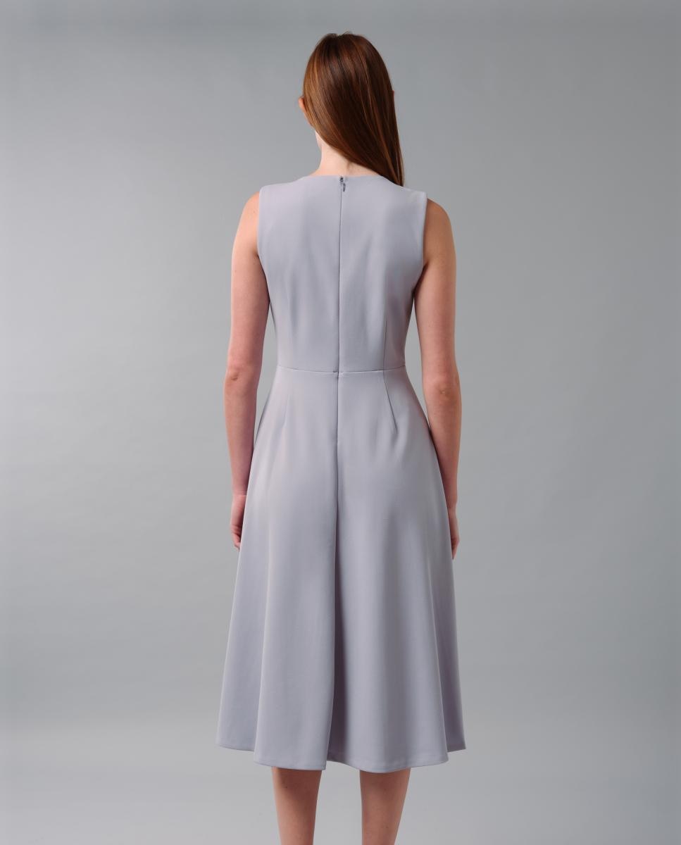 Vestido Evasê sem Mangas Cinzento-6