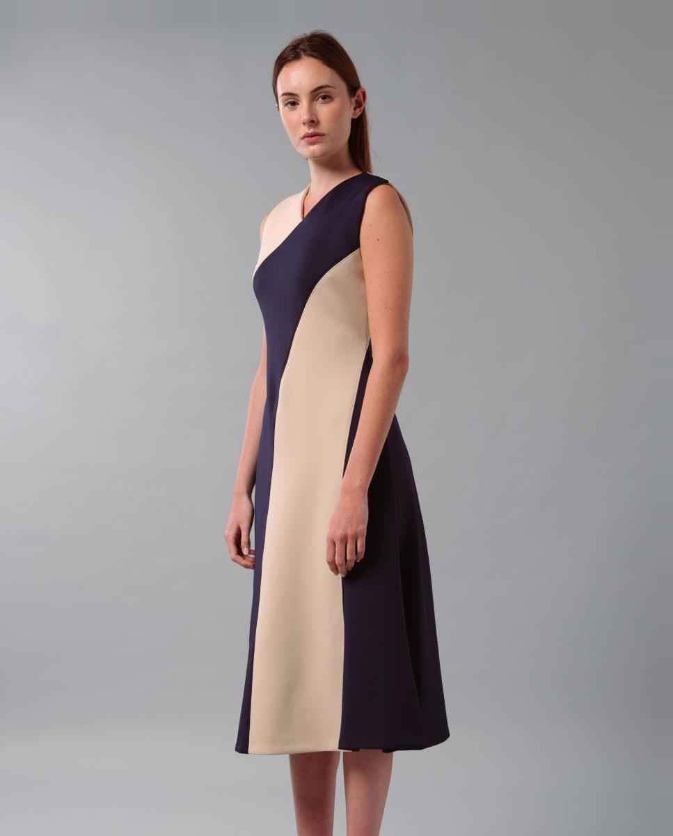 Vestido em Corte Evasê com Color Block Multicolor-4