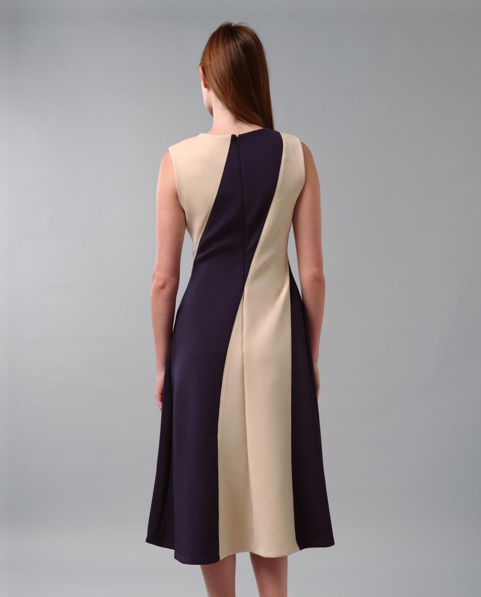 Vestido em Corte Evasê com Color Block Multicolor-5