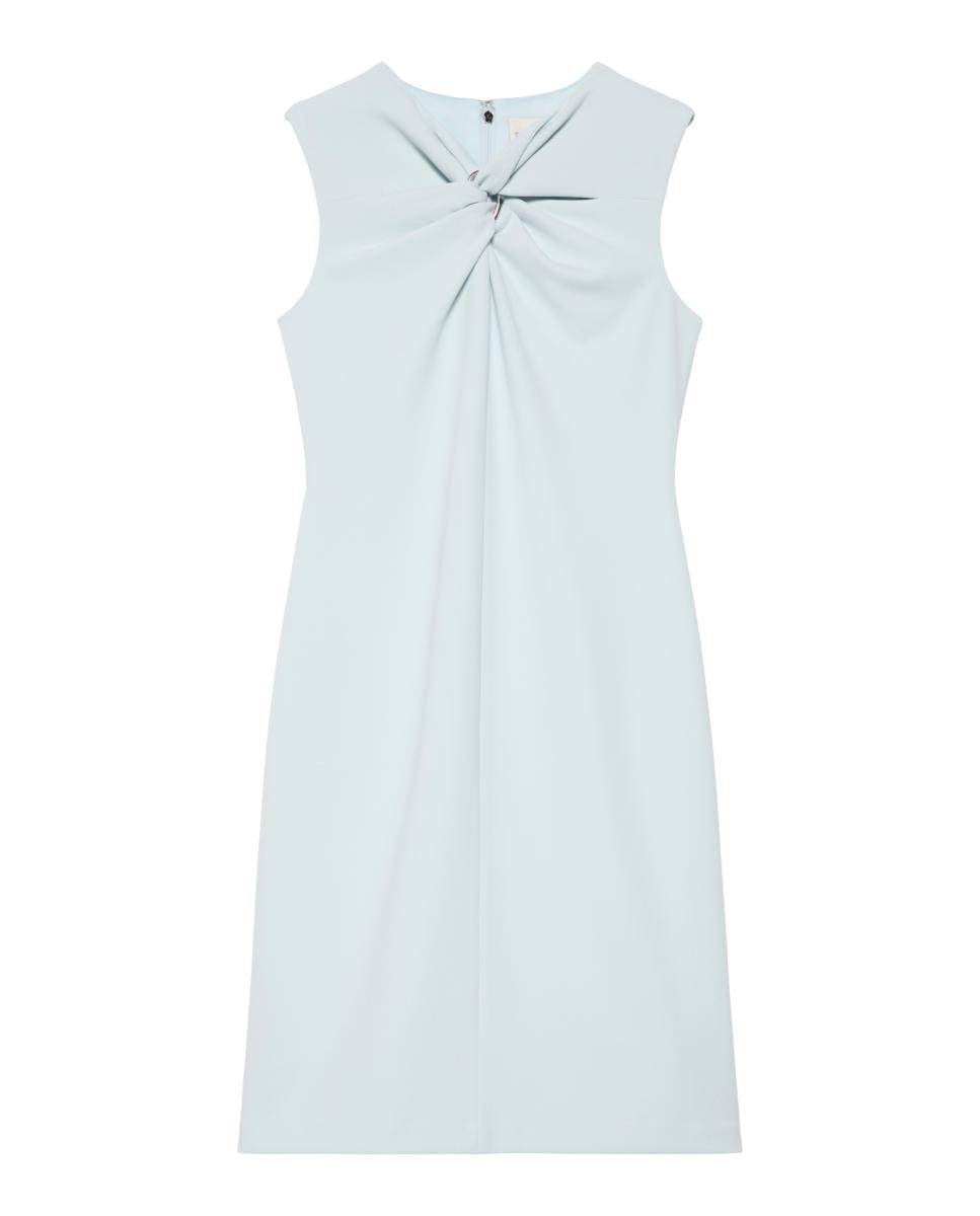 Vestido sem Mangas Scuba de Crepe Azul-claro-5