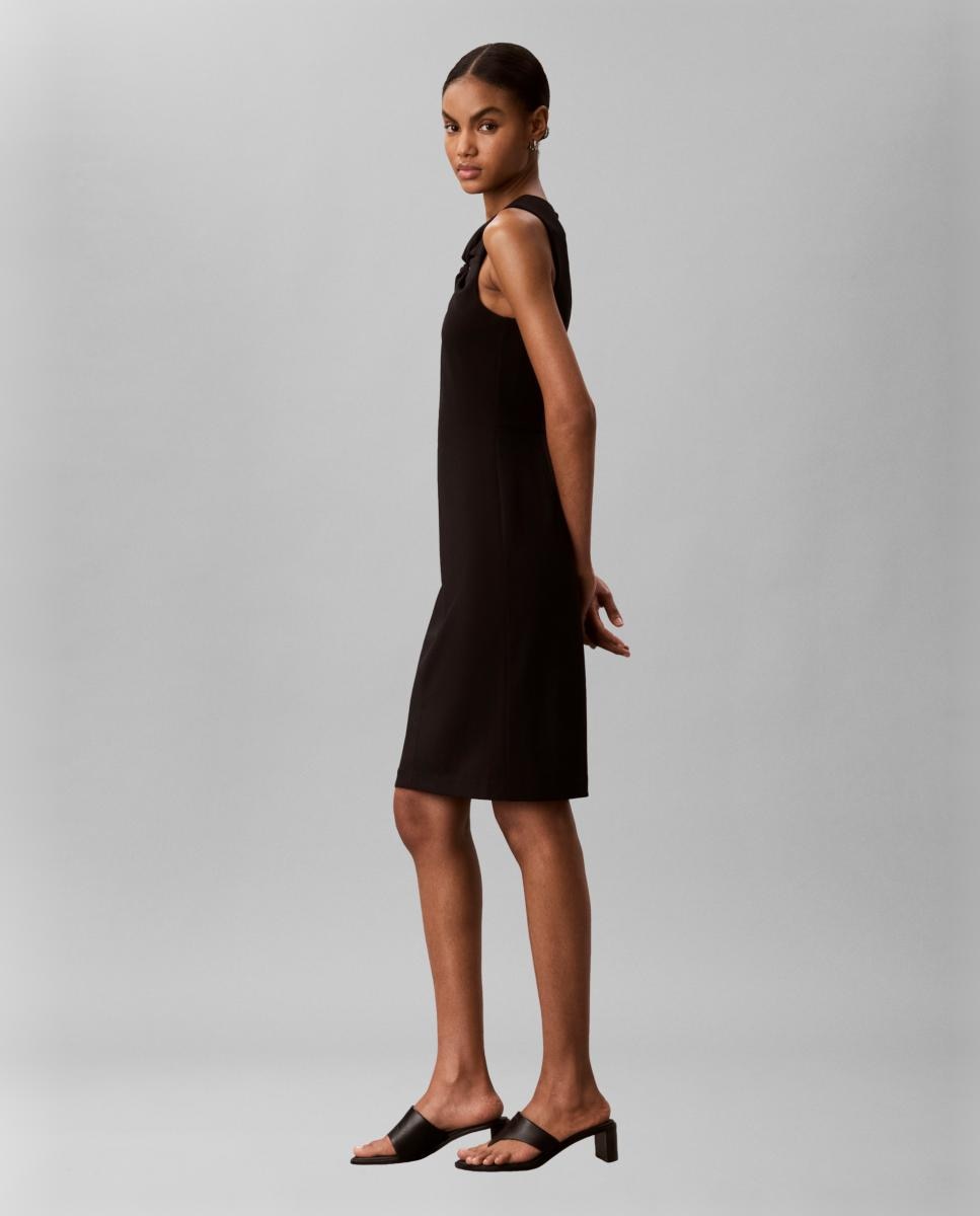 Vestido sem Mangas Scuba de Crepe Preto-4