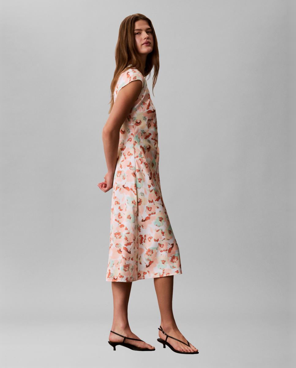 Imagem 0 de Vestido de Cetim Mate com Estampado Drapeado
