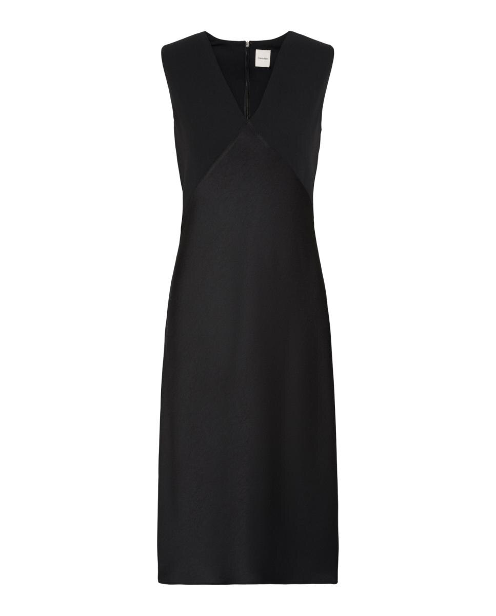 Vestido Midi de Crepe com Decote em Bico Preto-6