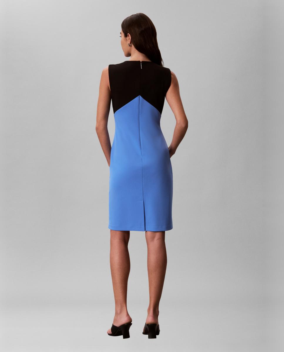 Vestido sem Mangas Scuba em Crepe com Color Block Multicolor-2