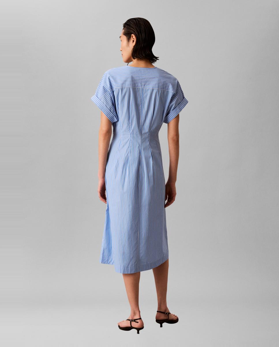 Vestido midi de popelina Azul-claro-2