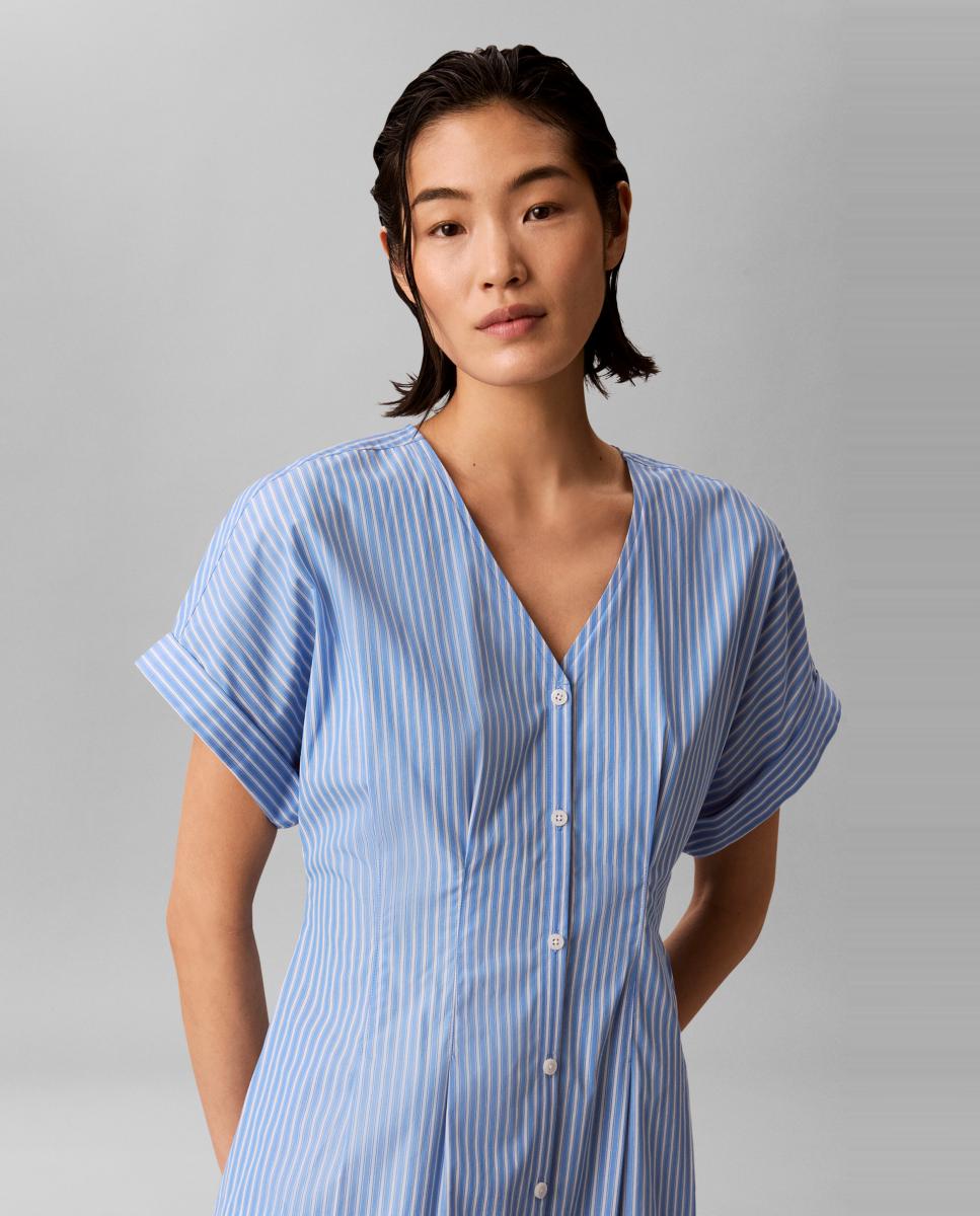 Vestido midi de popelina Azul-claro-3