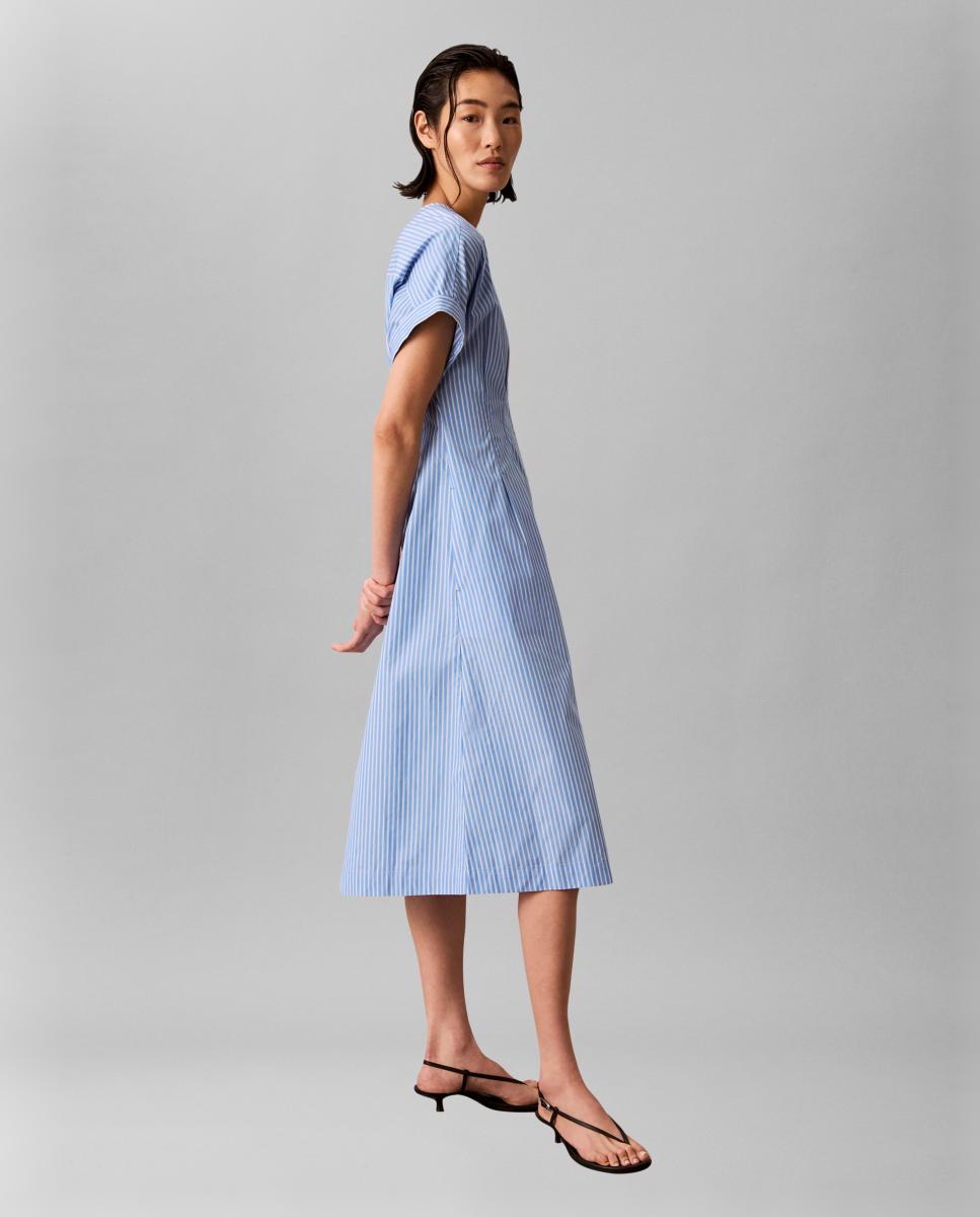 Vestido midi de popelina Azul-claro-5