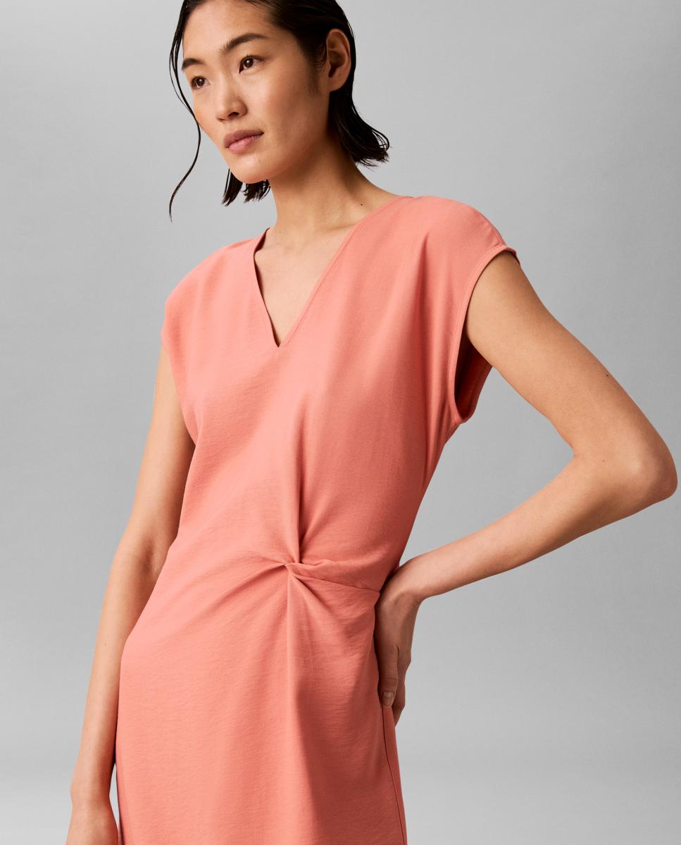Vestido Midi Drapeado Laranja-5