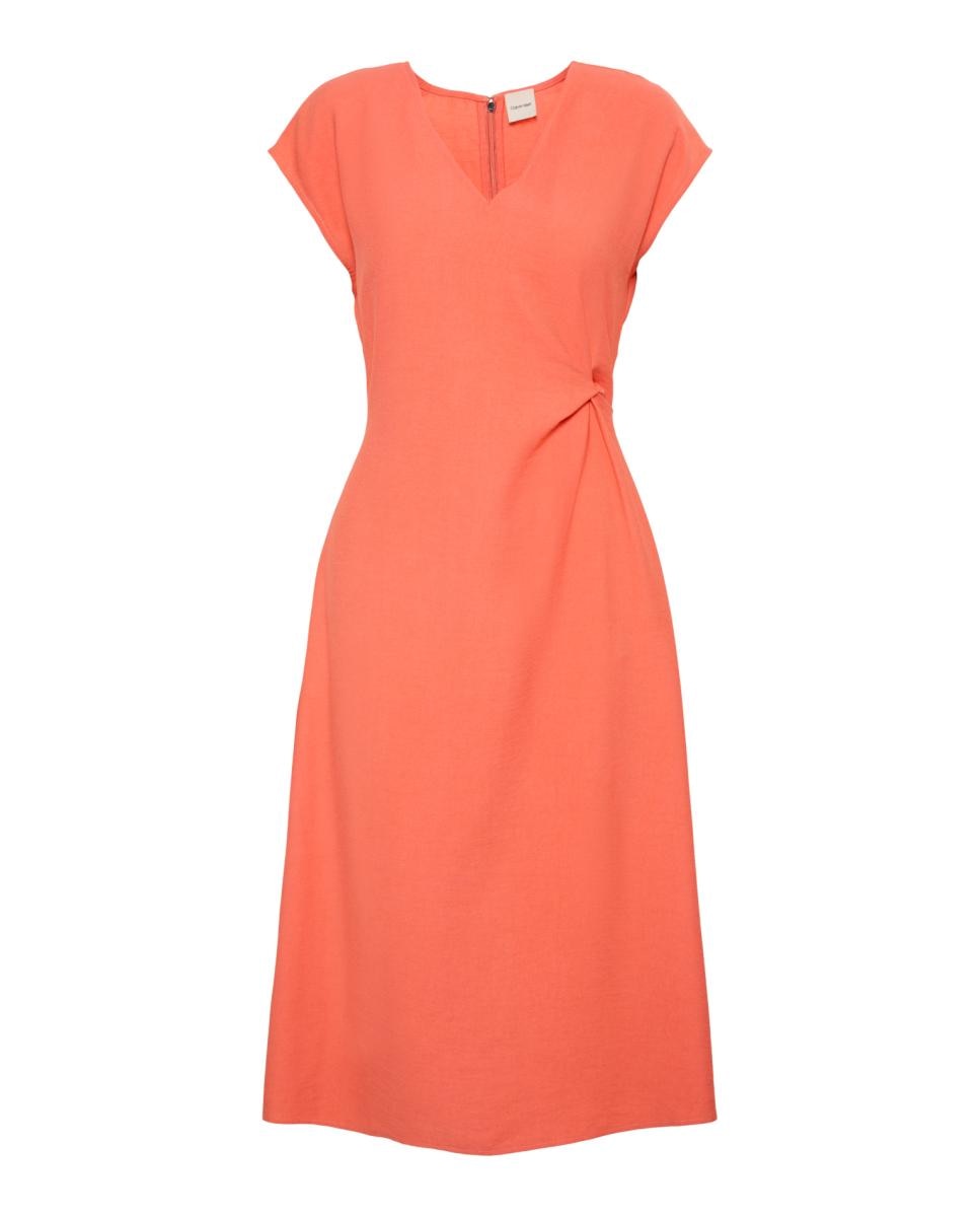 Vestido Midi Drapeado Laranja-6