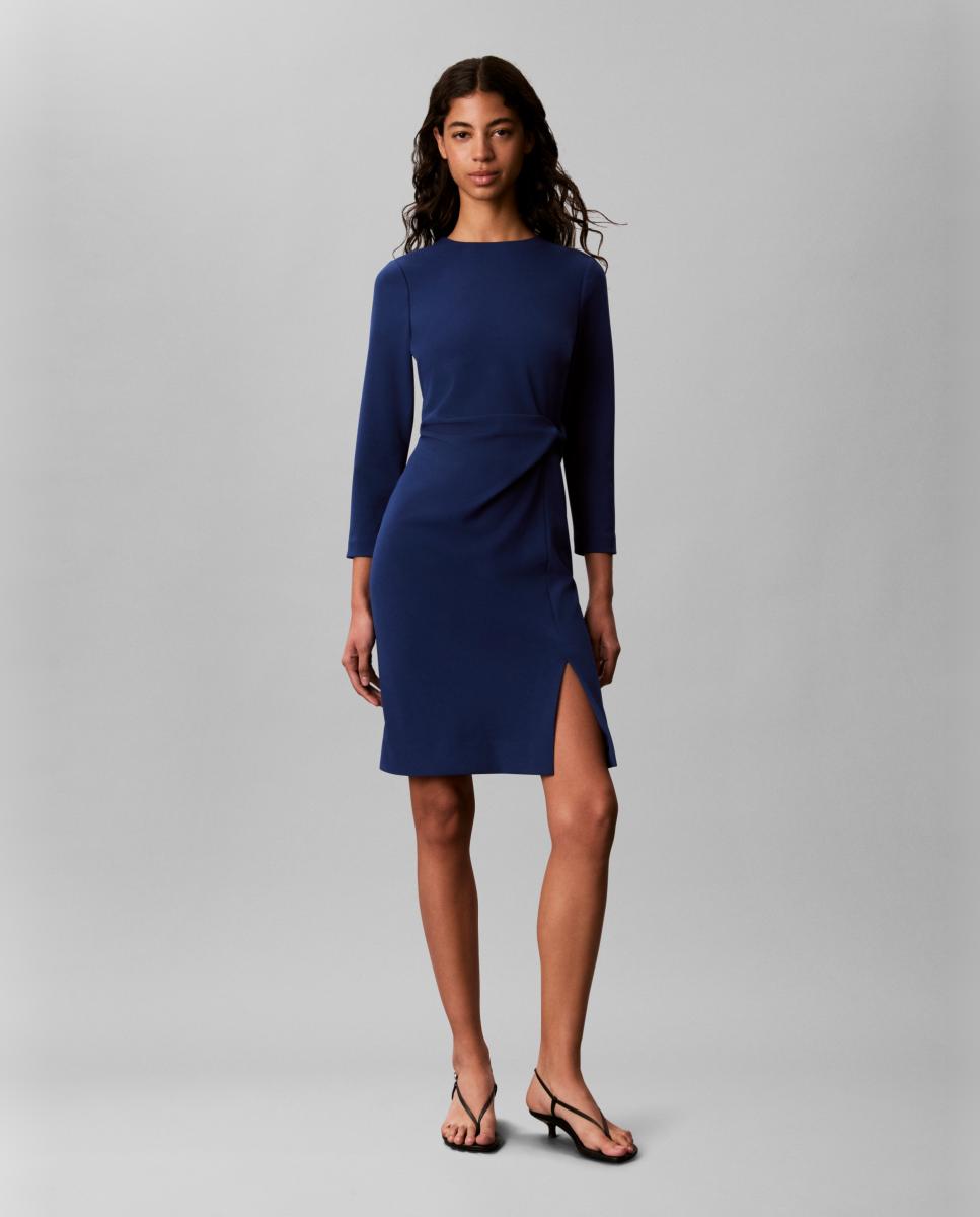 Vestido scuba crepe drapeado - Calvin Klein - Azul Azul-1