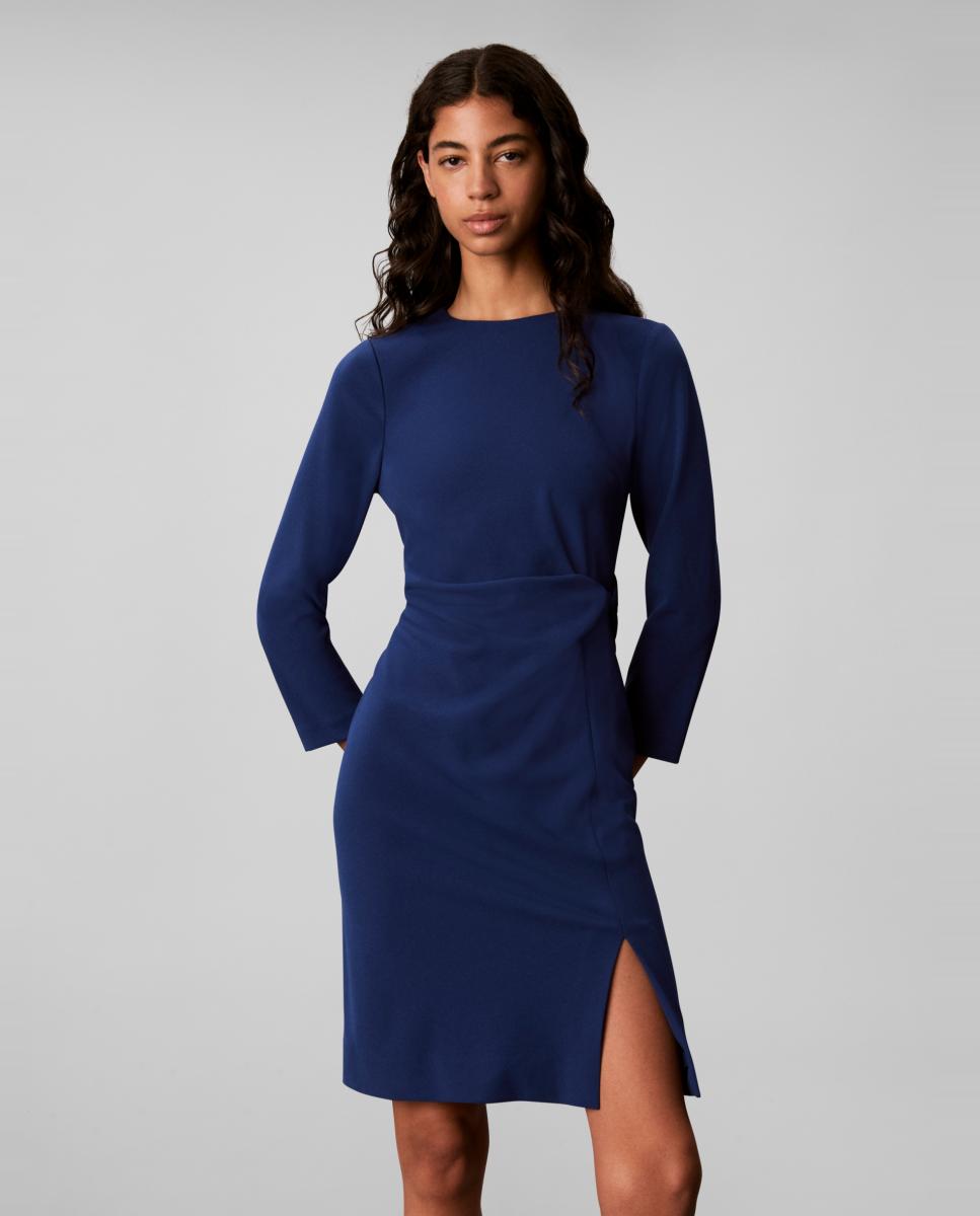 Vestido scuba crepe drapeado - Calvin Klein - Azul Azul-2