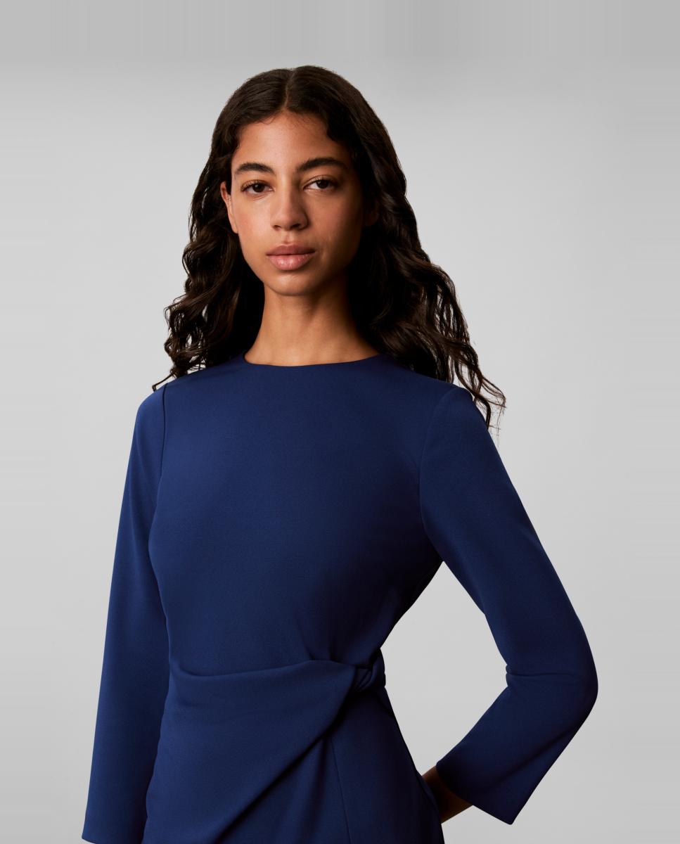 Vestido scuba crepe drapeado - Calvin Klein - Azul Azul-4