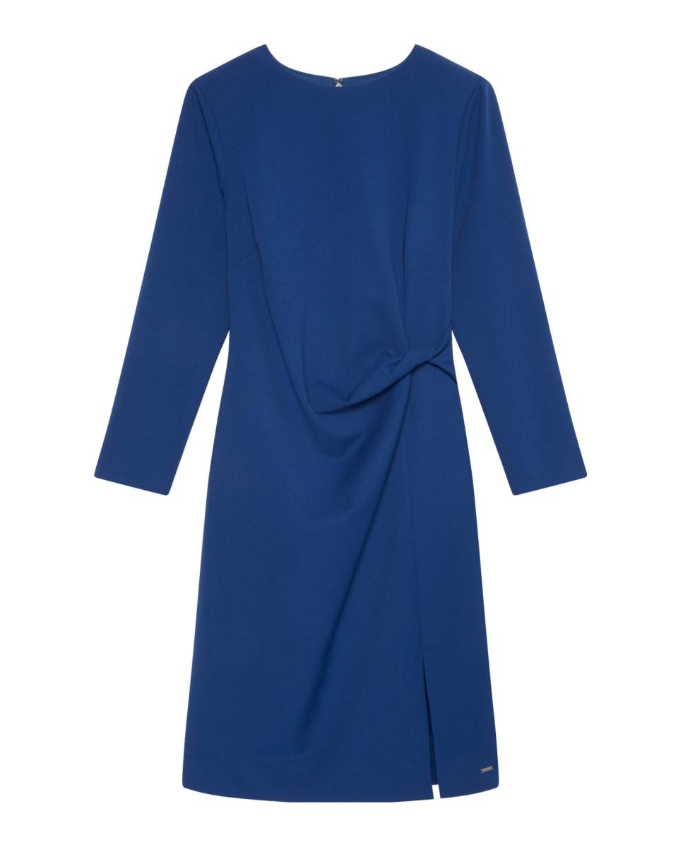 Vestido scuba crepe drapeado - Calvin Klein - Azul Azul-6