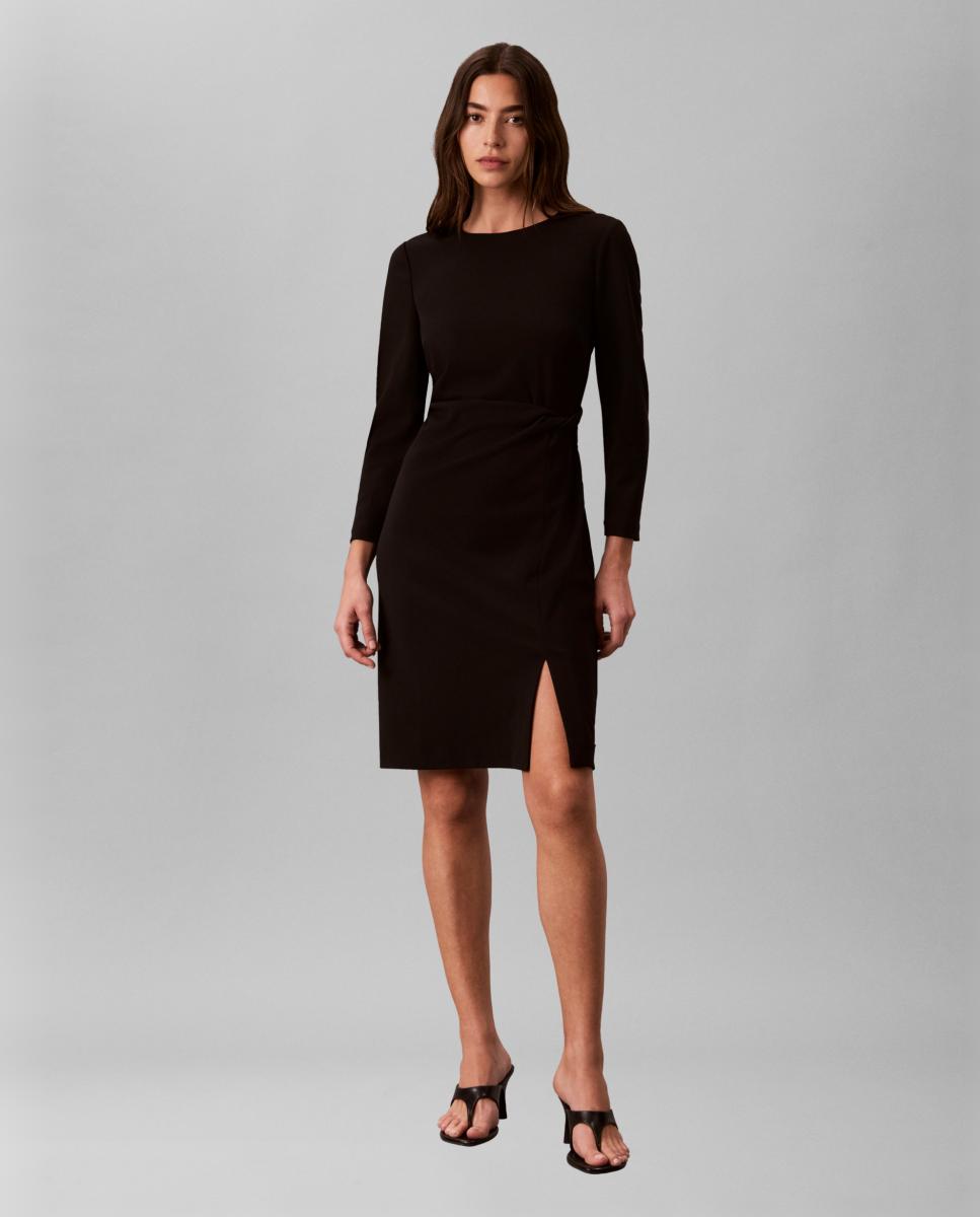 Vestido scuba crepe drapeado - Calvin Klein - Negro Negro-1