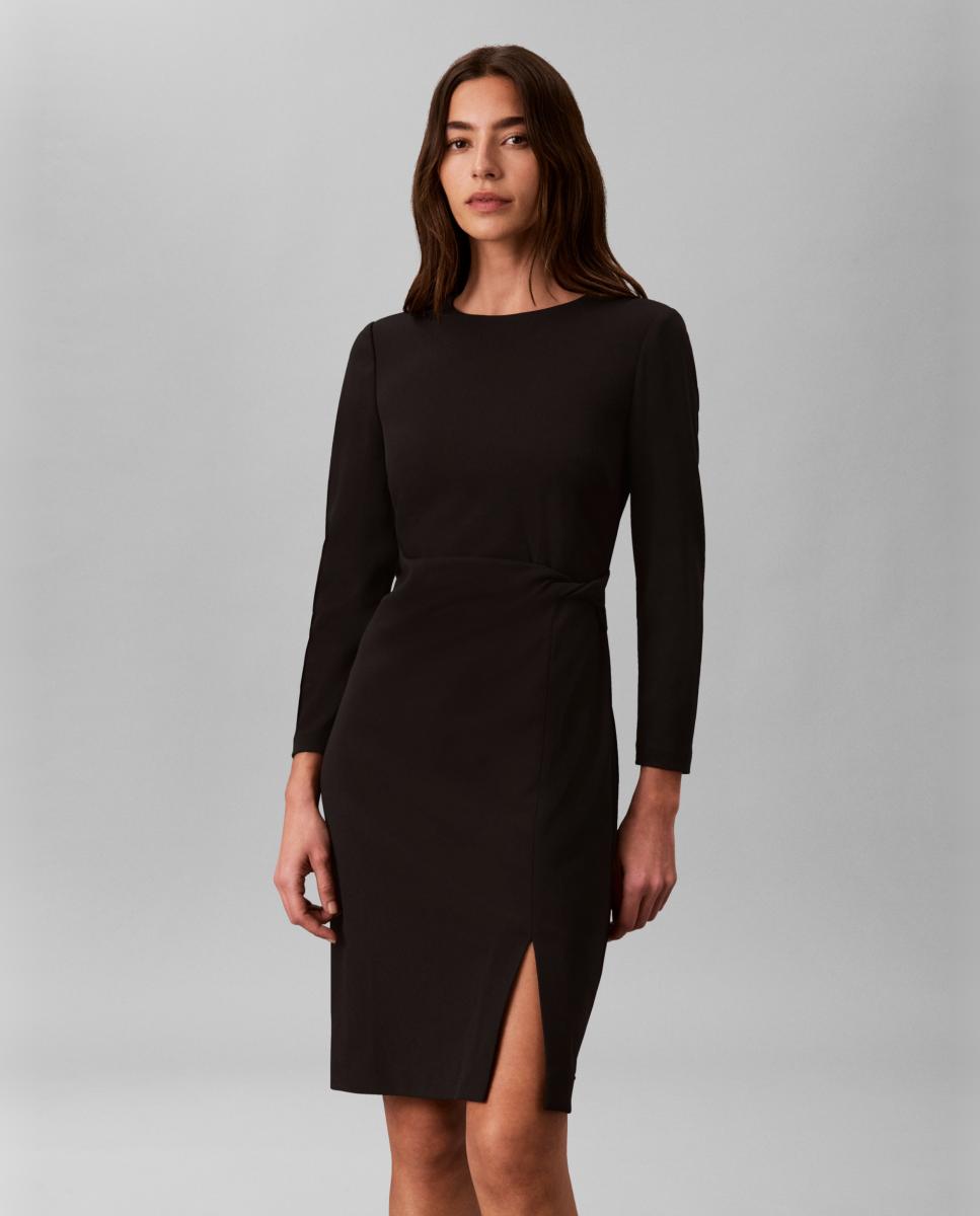 Vestido scuba crepe drapeado - Calvin Klein - Negro Negro-2