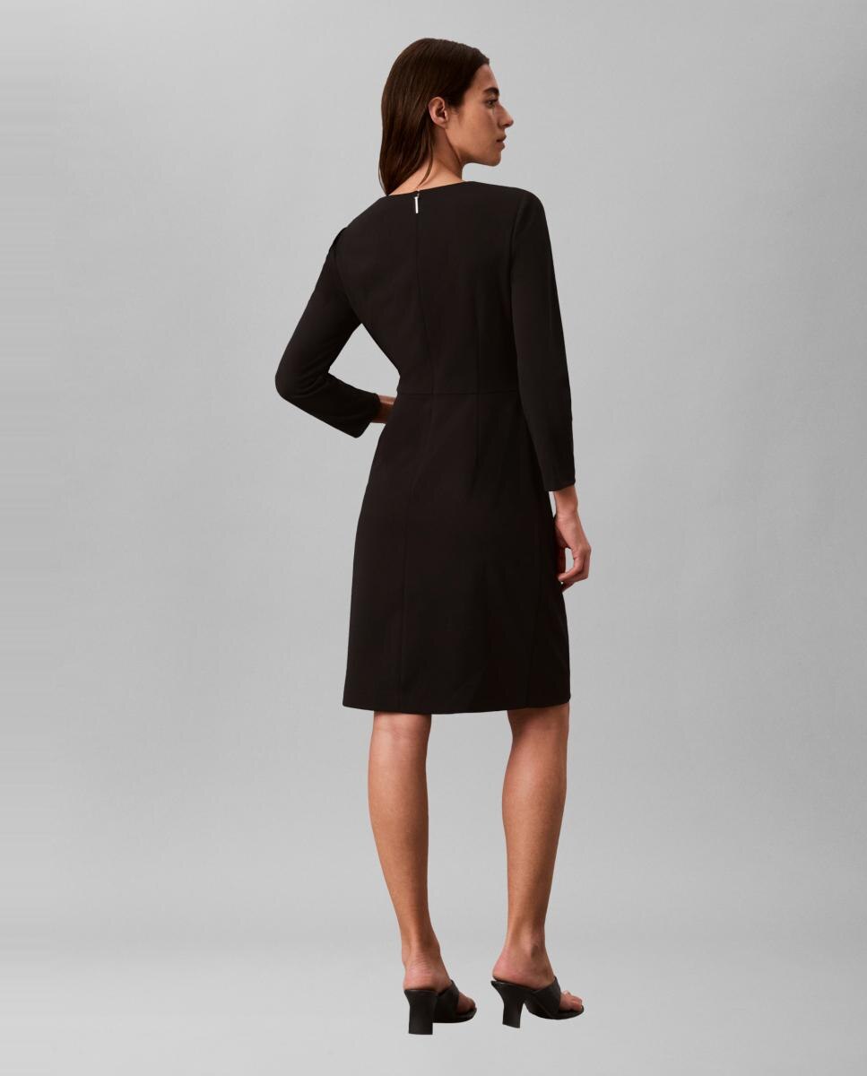 Vestido scuba crepe drapeado - Calvin Klein - Negro Negro-3