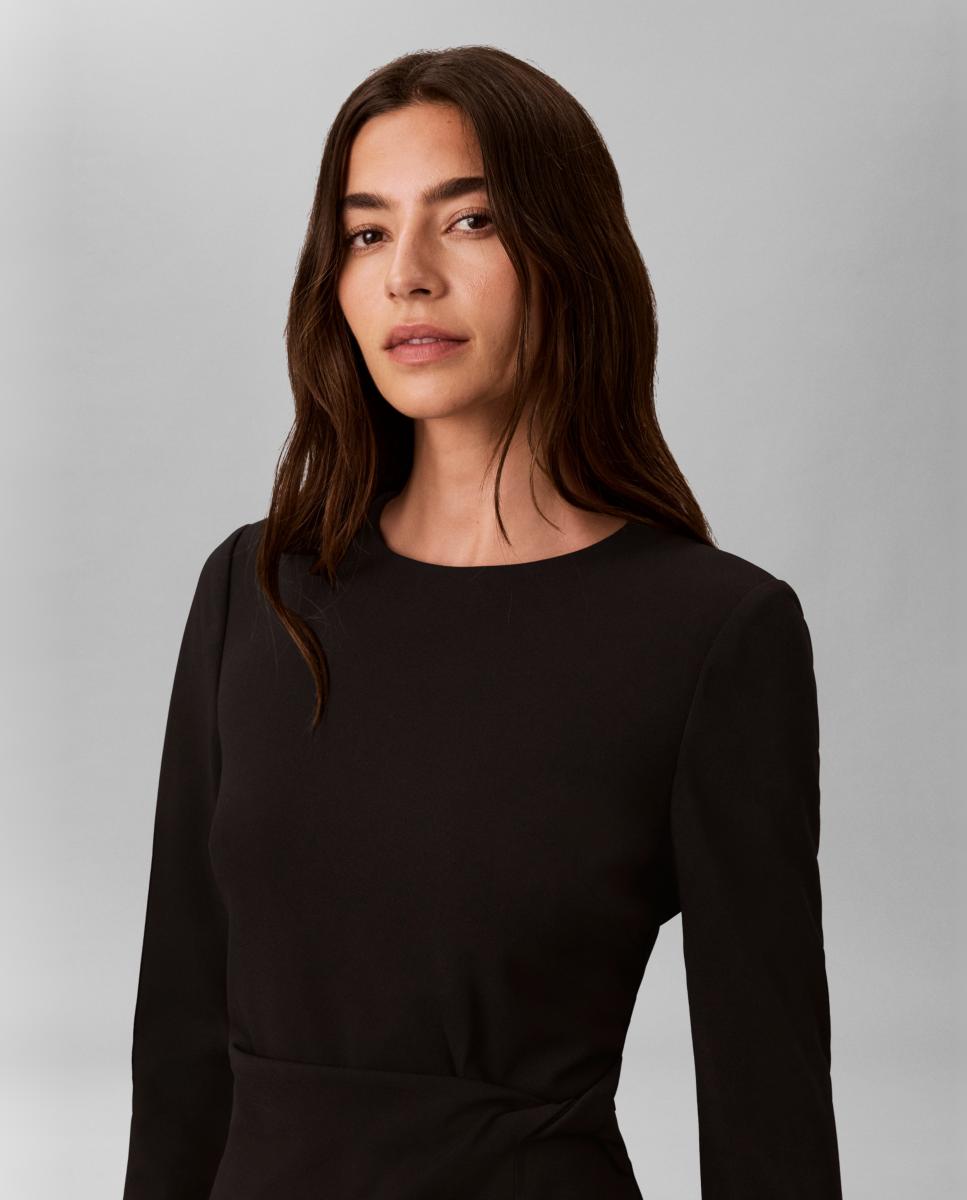Vestido scuba crepe drapeado - Calvin Klein - Negro Negro-4