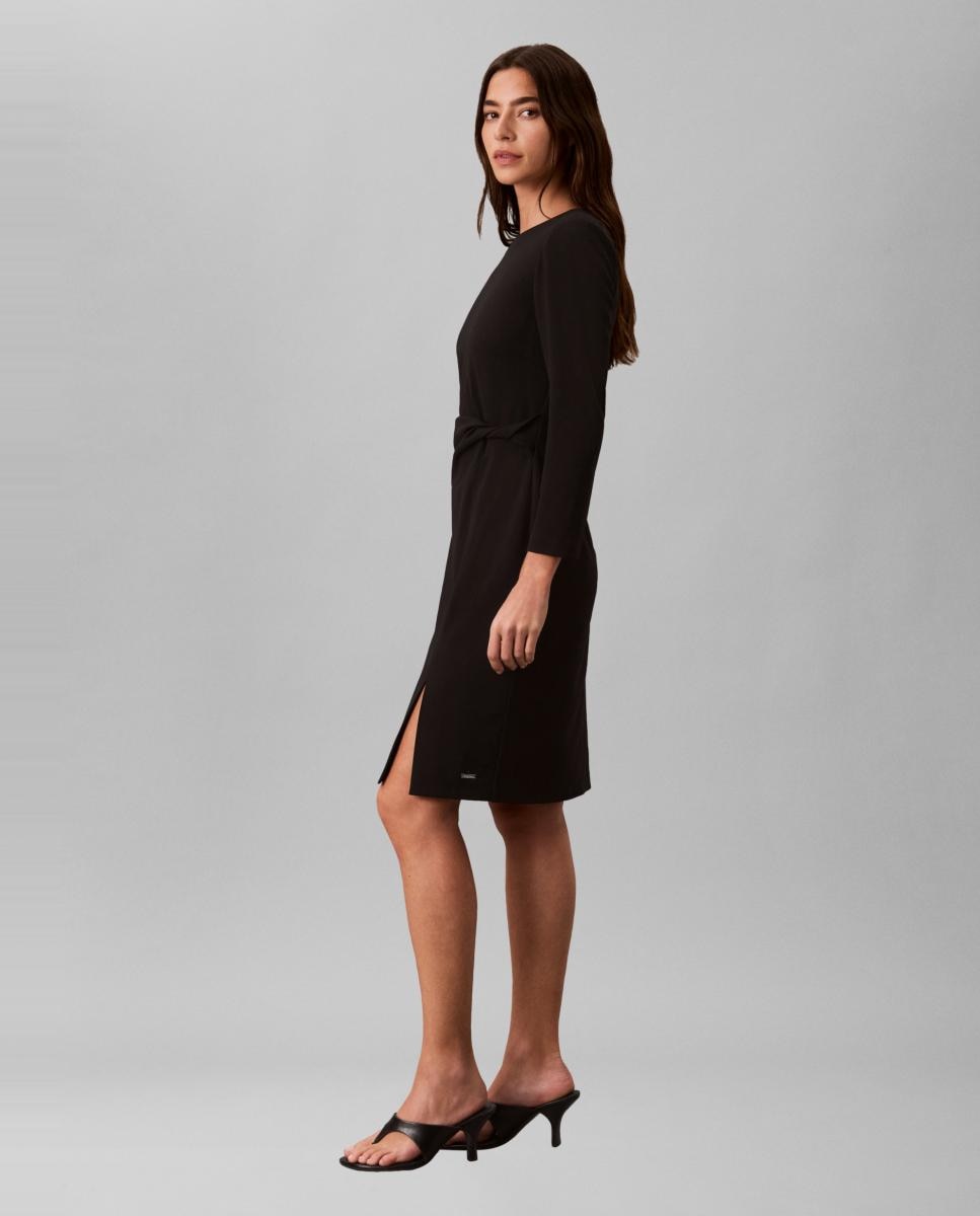 Vestido scuba crepe drapeado - Calvin Klein - Negro Negro-5