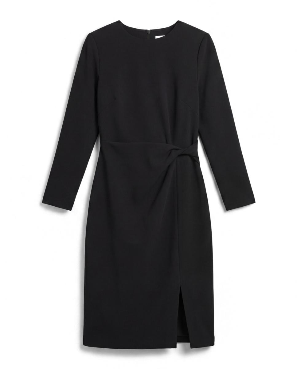 Vestido scuba crepe drapeado - Calvin Klein - Negro Negro-6