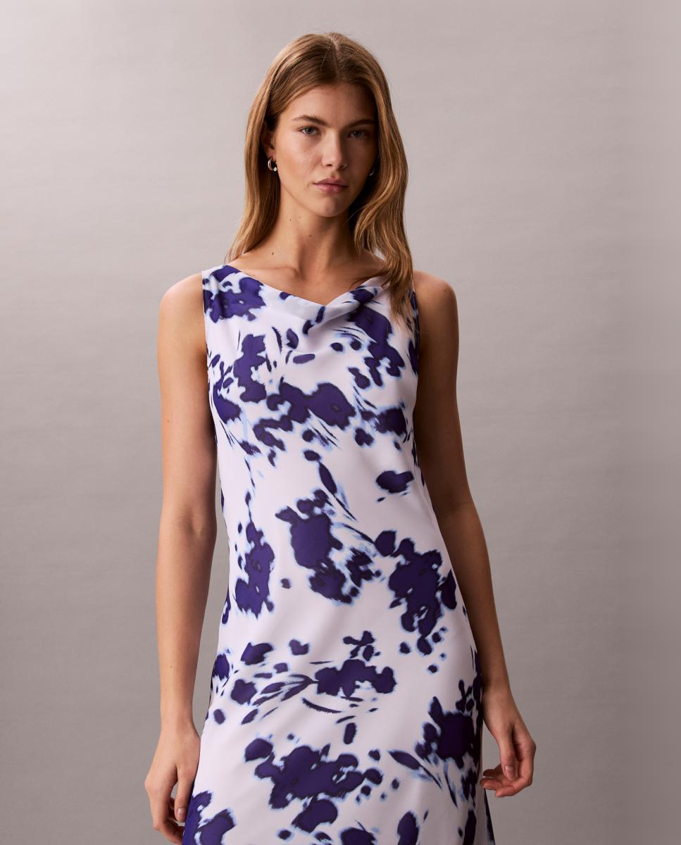 Vestido Maxi de Chiffon com Estampado Branco-2