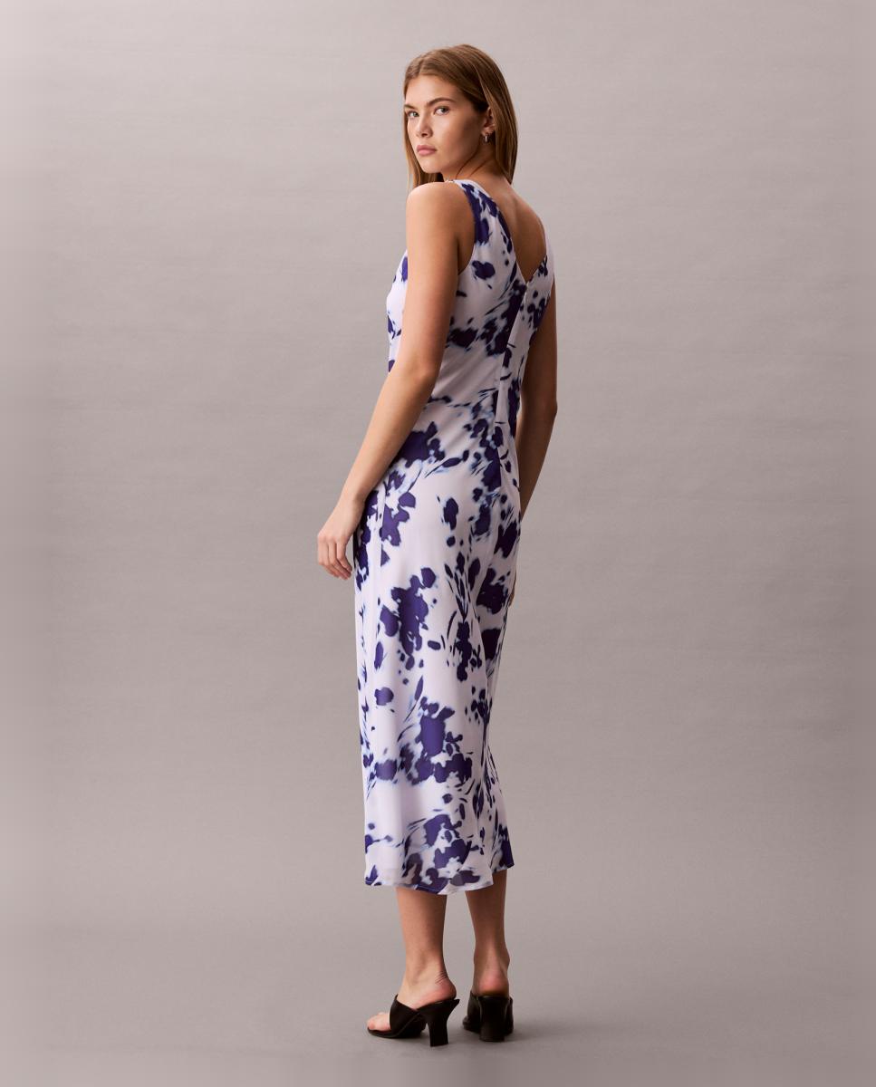 Vestido Maxi de Chiffon com Estampado Branco-5
