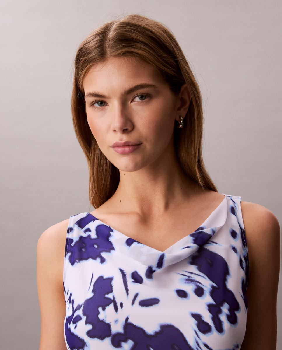 Vestido Maxi de Chiffon com Estampado Branco-6