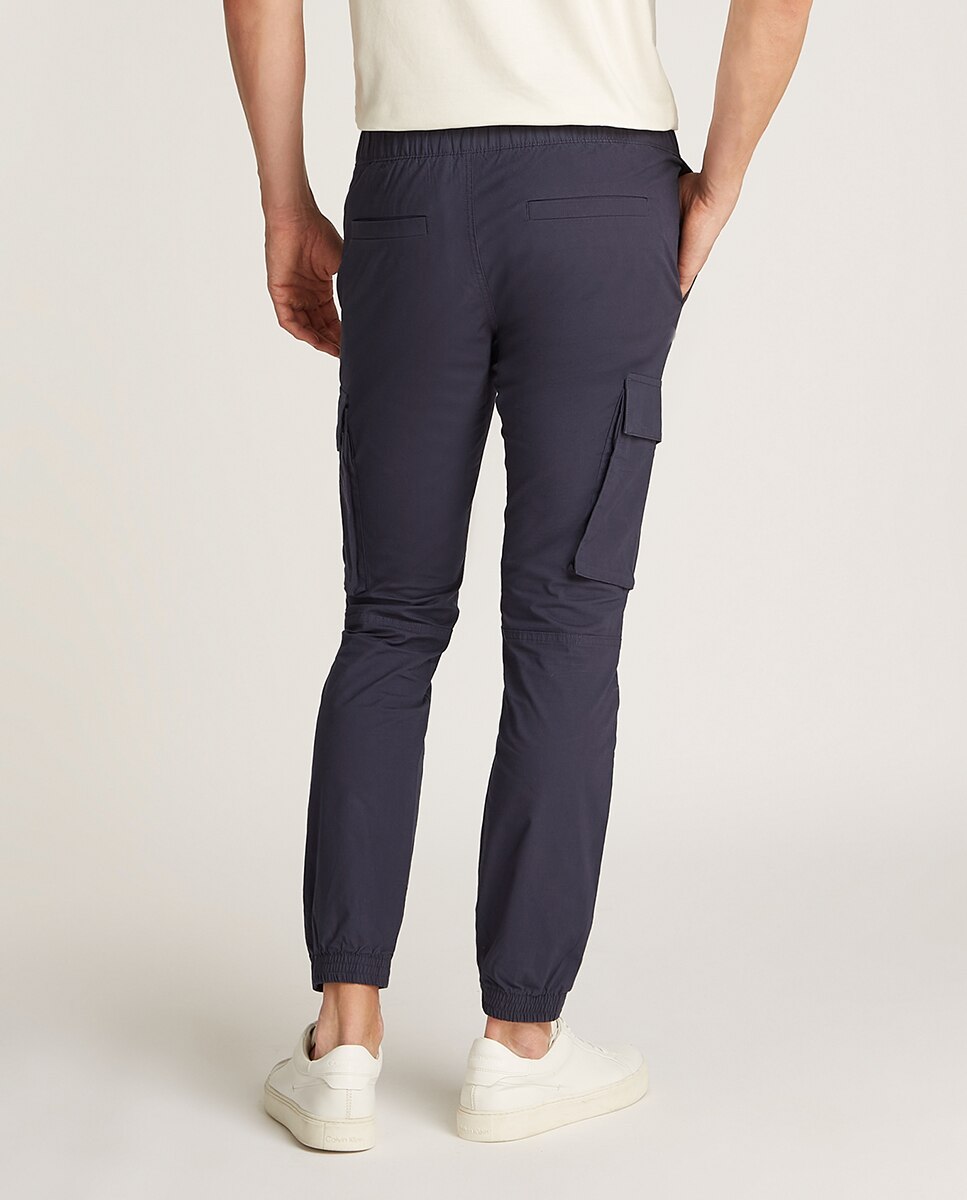 Calças Cargo Skinny Fit com Lavagem Azul-marinho-3