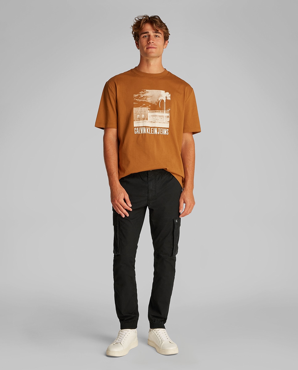 Calças Cargo Skinny com Lavagem Preto-1