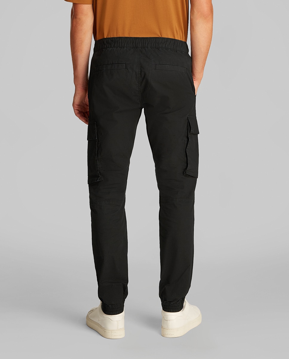 Calças Cargo Skinny com Lavagem Preto-3
