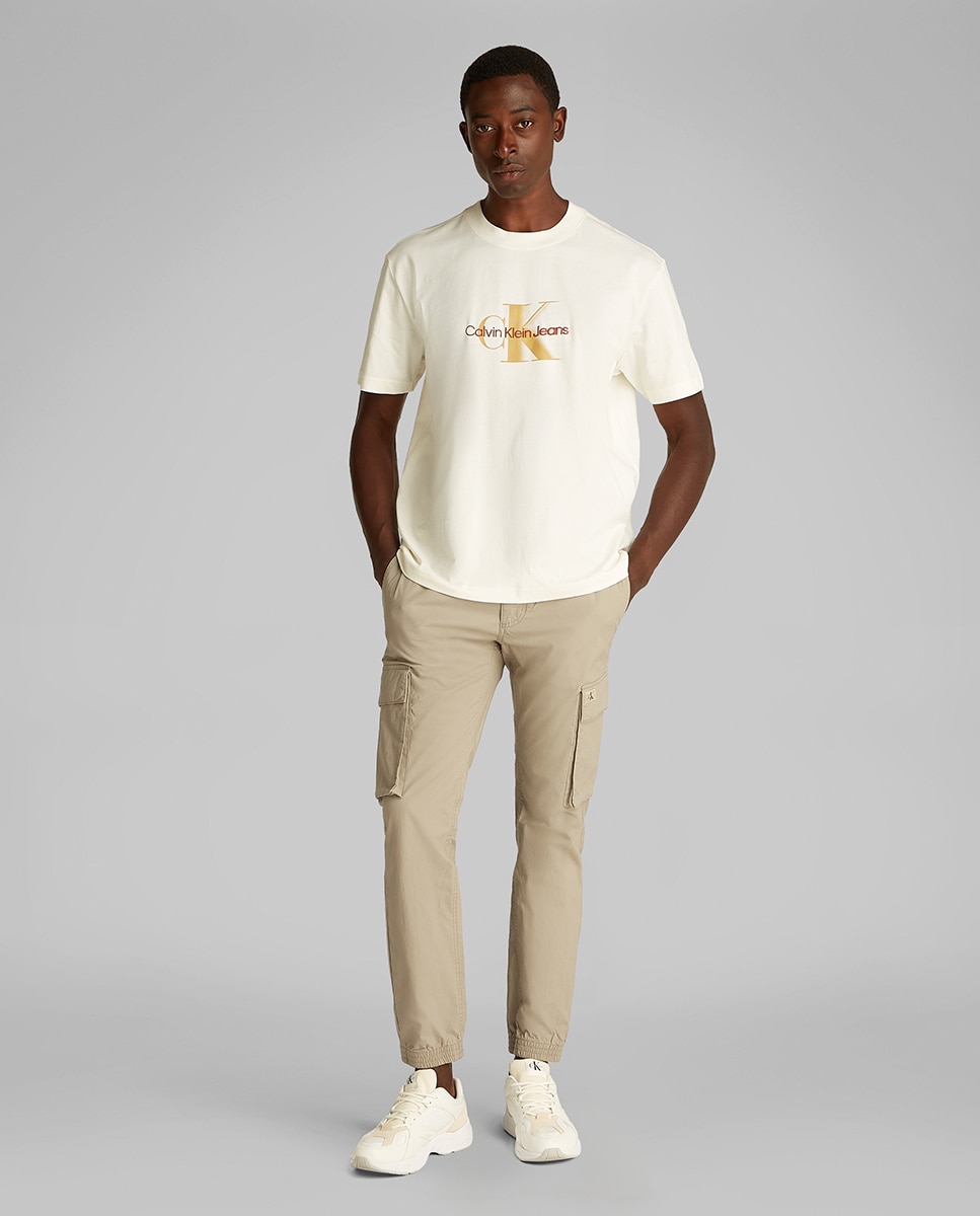 Calças Cargo Skinny com Lavagem Cinzento-1