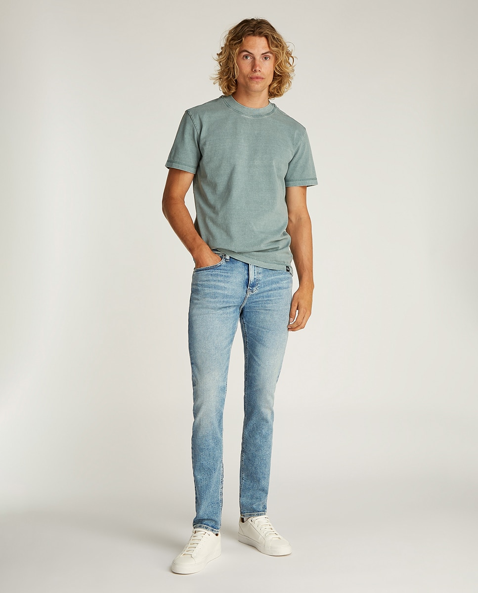 Jeans Skinny de Cintura Baixa Azul-1