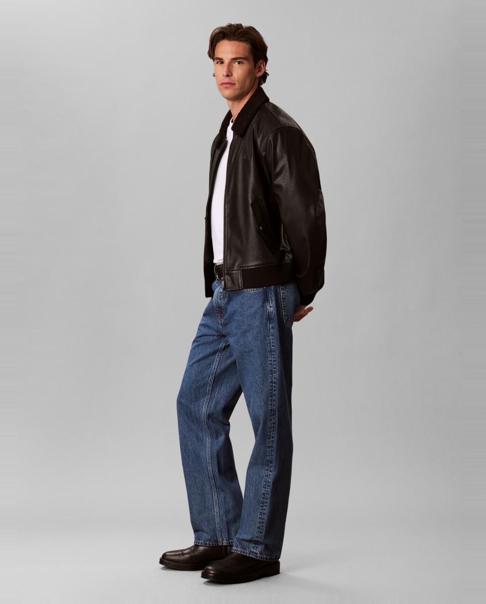 Jeans Straight Fit com Lavagem Clara 90s Azul-5