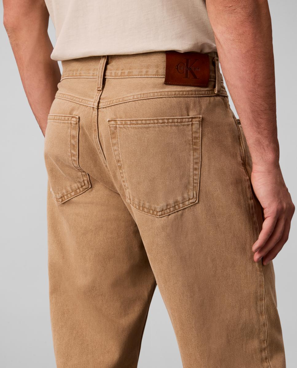 Jeans Straight Fit com Efeito de Lavagem 90s Bege-3