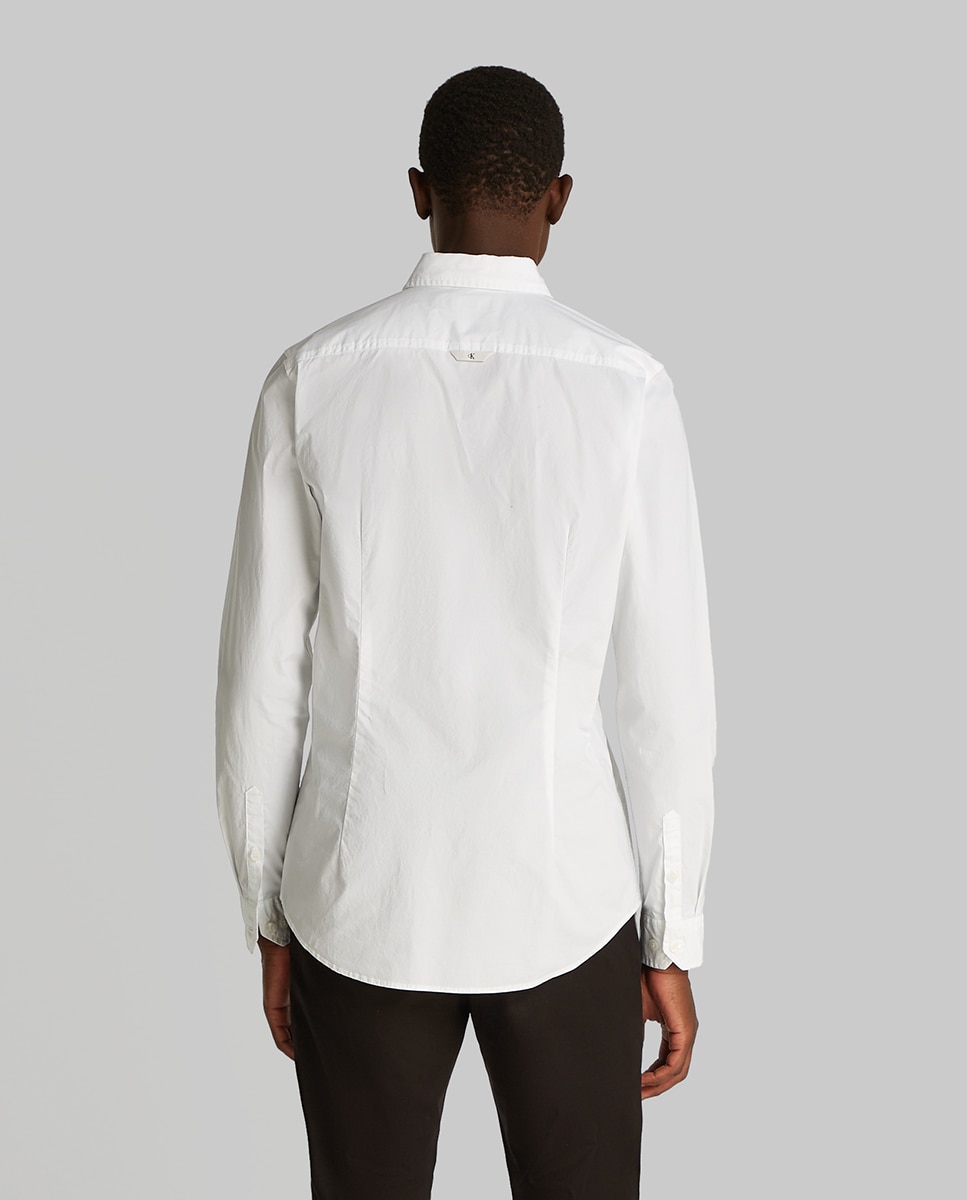 Camisa de Tecido Elástico Slim Fit Branco-2
