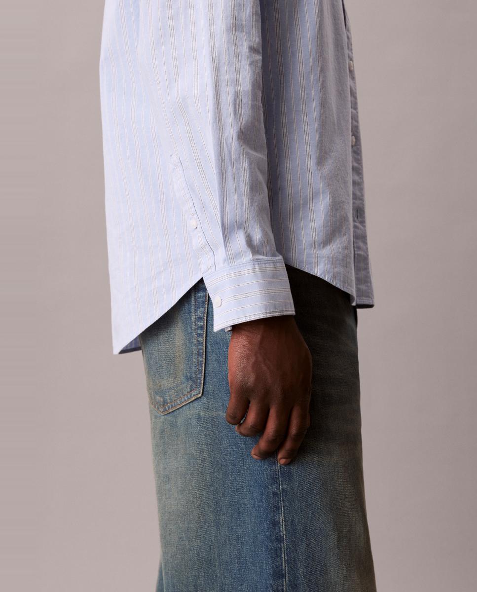Camisa Oxford às Riscas Azul-claro-4