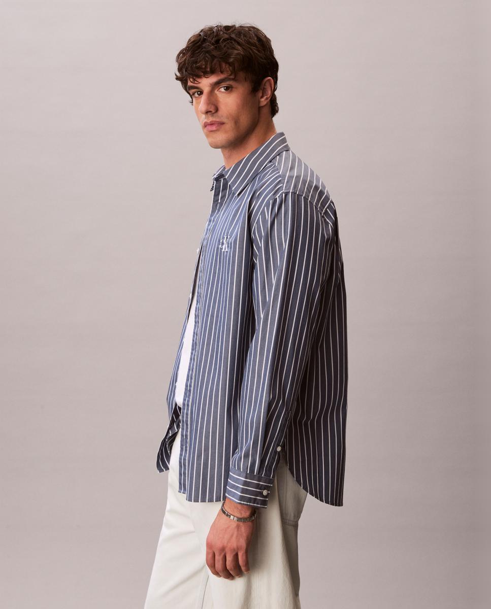 Camisa de Popelina Relaxed Fit Azul-4
