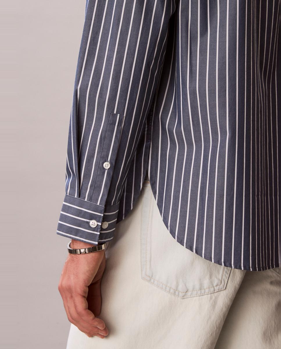 Camisa de Popelina Relaxed Fit Azul-5