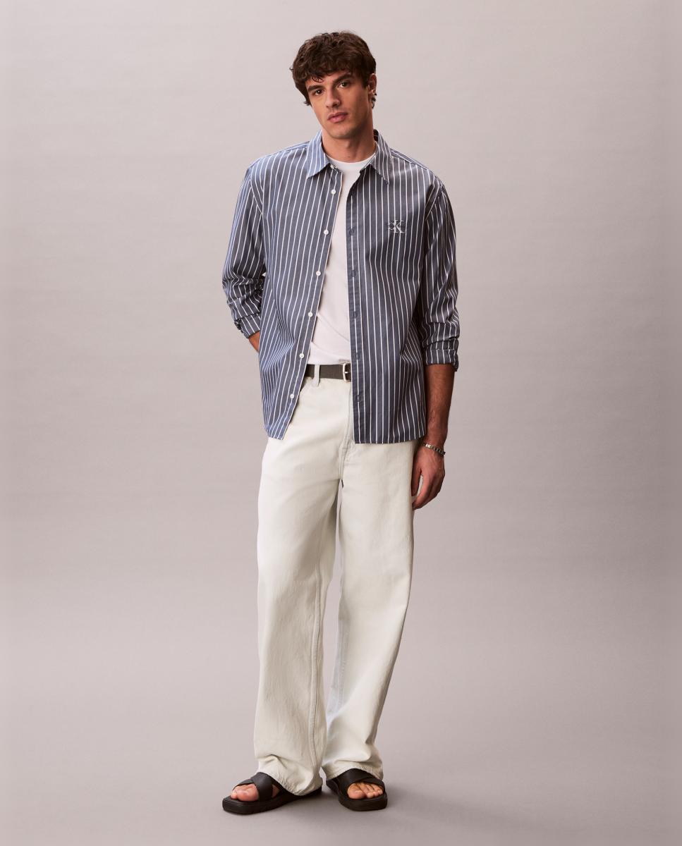 Camisa de Popelina Relaxed Fit Azul-6