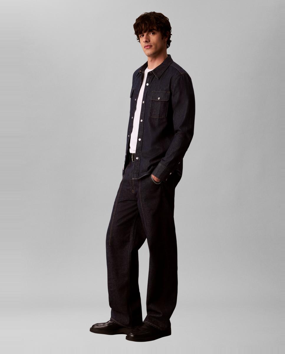 Camisa Hombre denim western índigo - Calvin Klein Jeans - Azul Azul-4